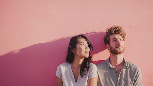 Contemplative Duo Against Pink Dusk