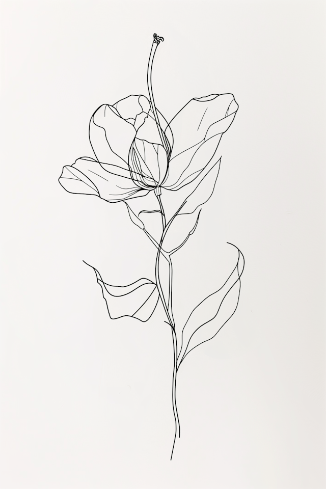 Minimalist Line Drawing of a Flower