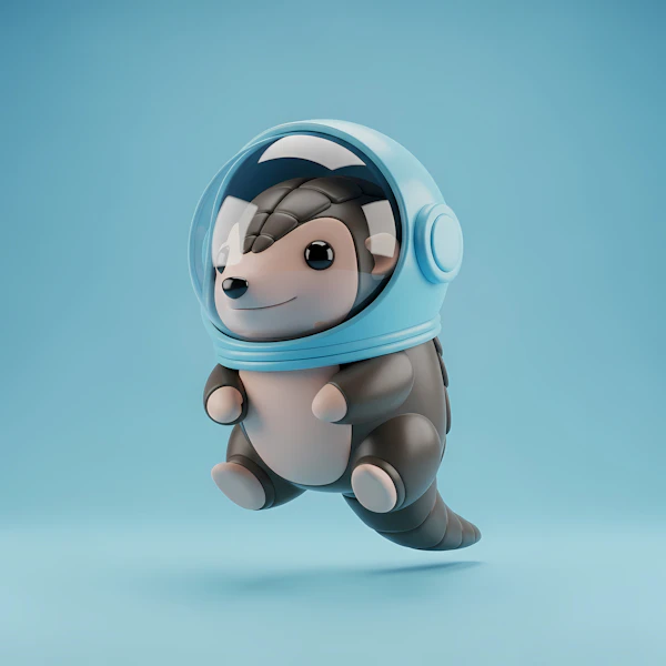 Cartoon Pangolin Astronaut