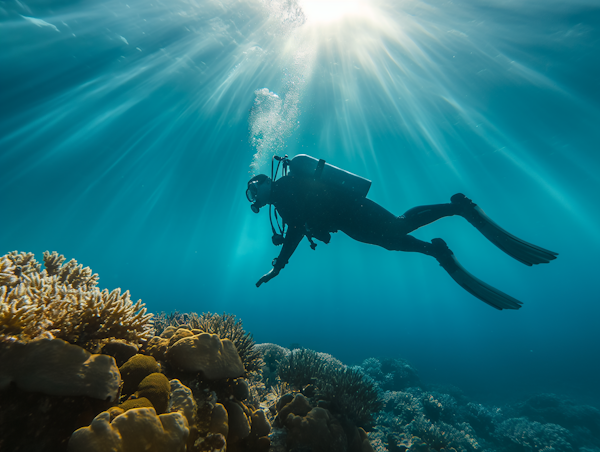 Tranquil Depths: Scuba Diver's Reef Exploration