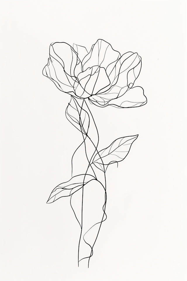 Minimalist Line Drawing of a Flower