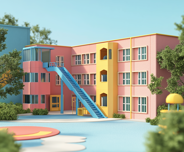 Colorful Playful 3D Building Render