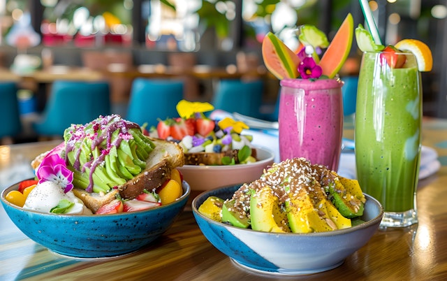 Vibrant Food and Drinks Display