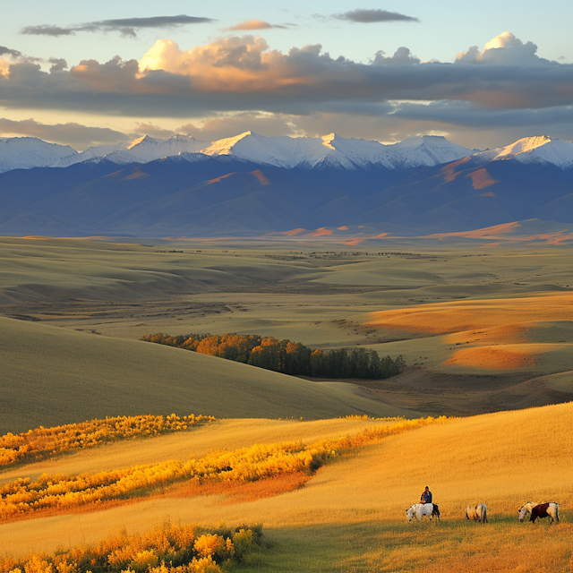 Golden Pastoral Symphony with Mountains