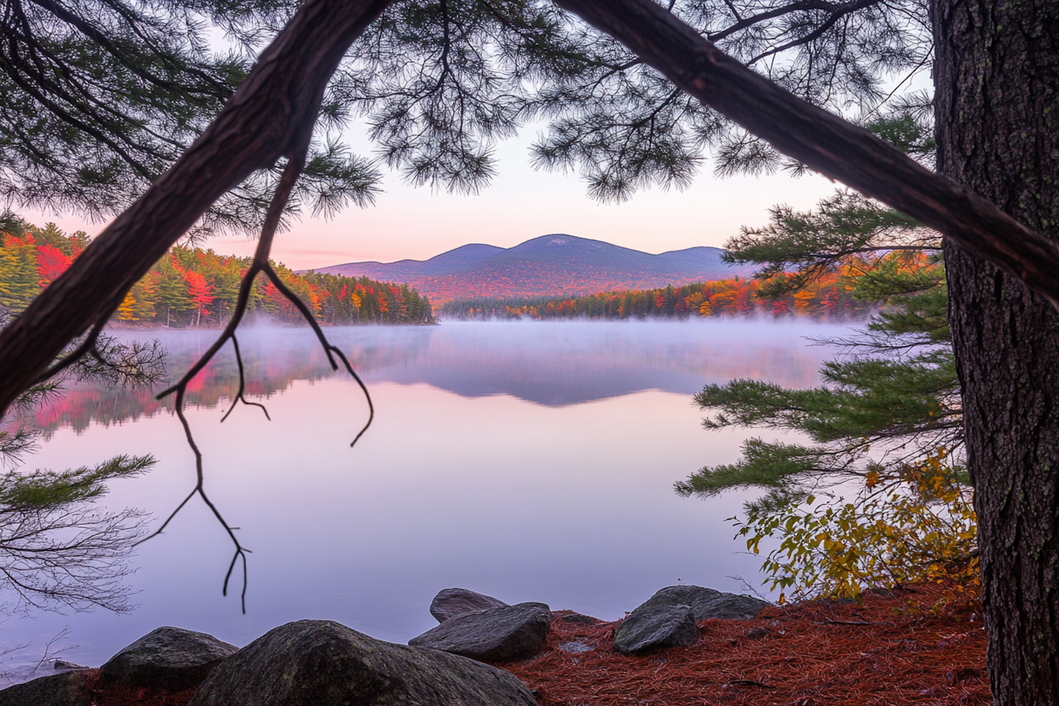 Serene Lakeside Autumn Scene