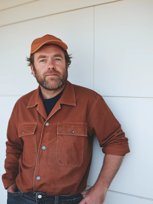 Man in Rust-Colored Jacket