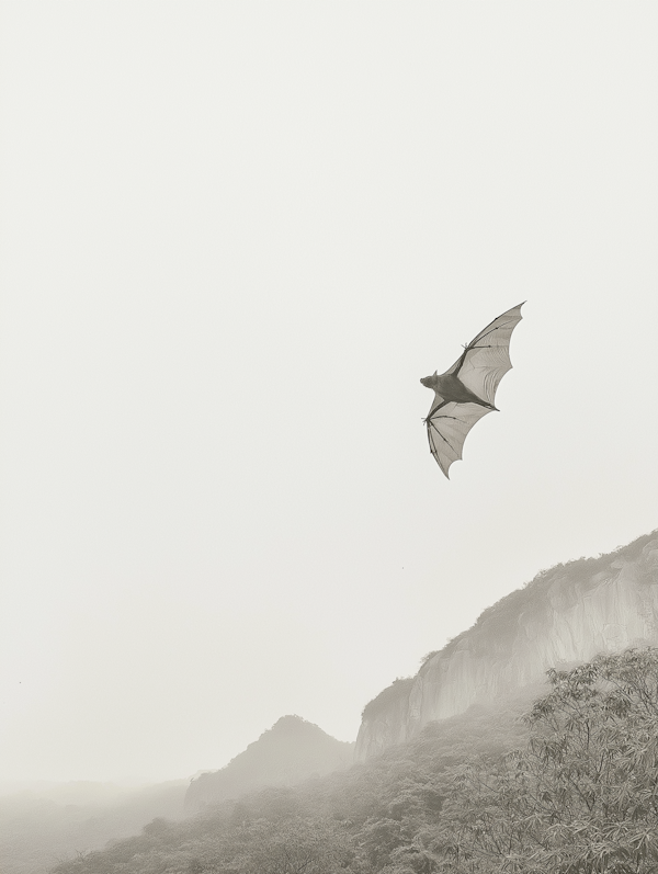 Bat in Misty Flight