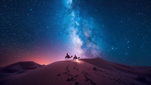 Desert Night Camel Ride Under Stars