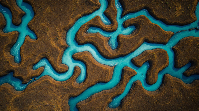 Aerial View of Winding River System