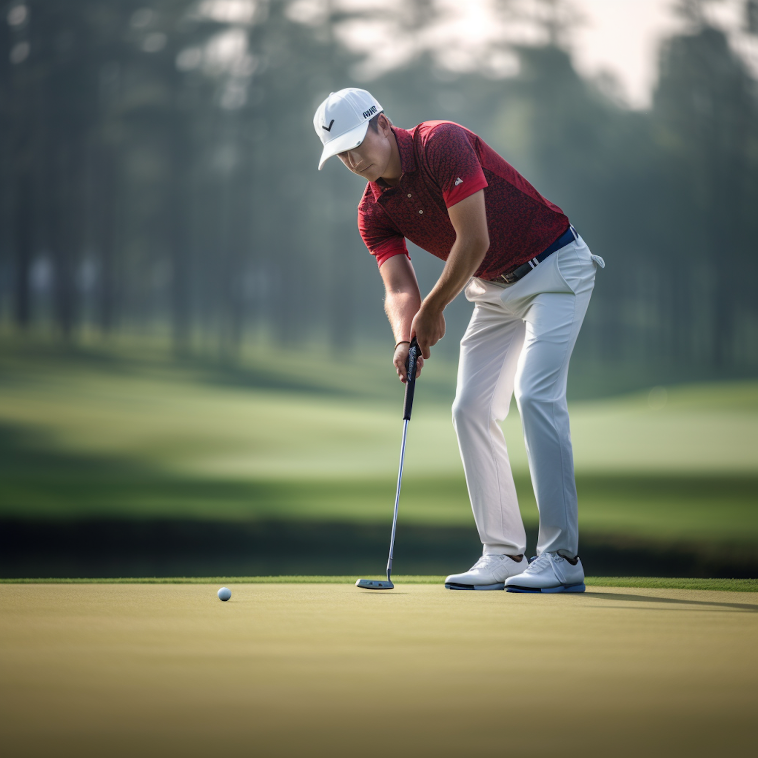 Serene Precision: A Golfer's Focused Putt