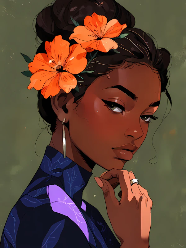 Elegant Woman with Flowers