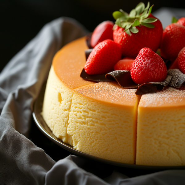 Elegant Cheesecake with Strawberries and Chocolate Shavings