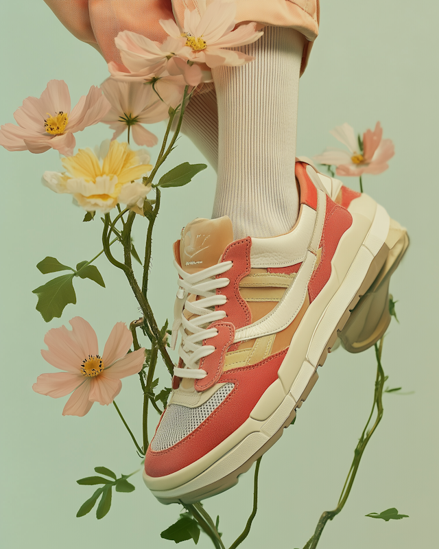 Sneaker and Flowers Close-Up