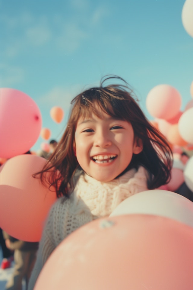 Joyful Girl with Balloons