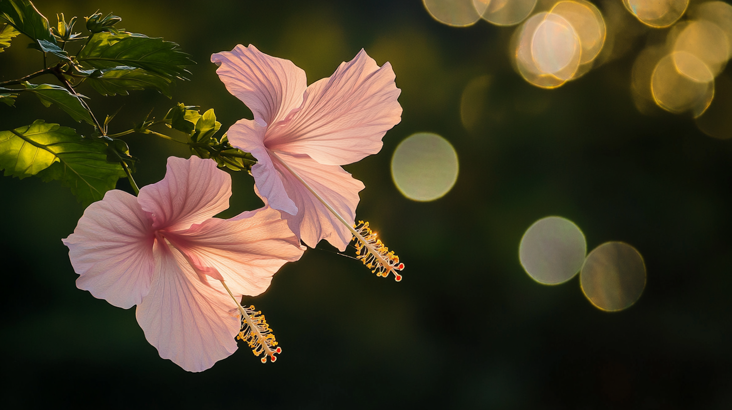 Delicate Pink Hibiscus Flowers