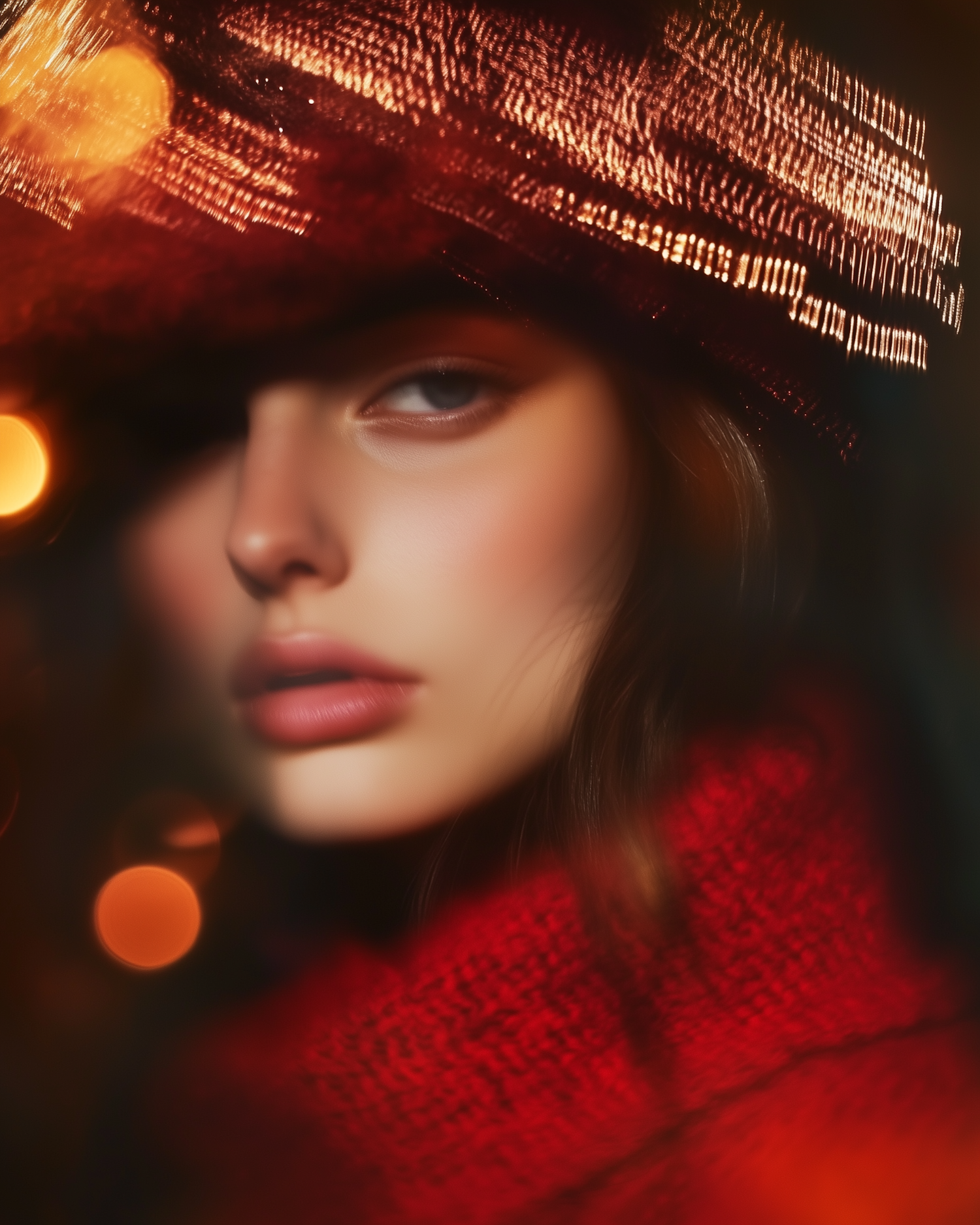 Serene Portrait with Reflective Hat