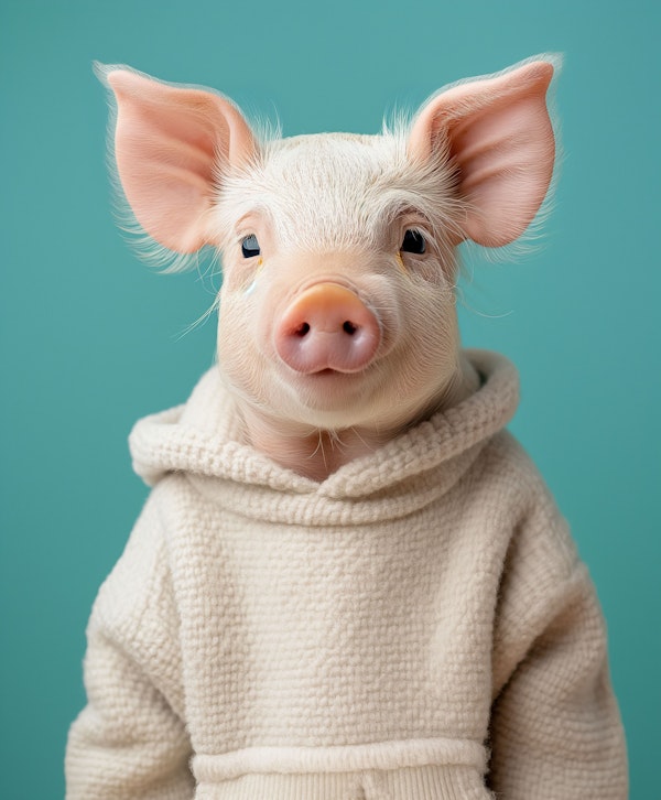 Adorable Piglet in Sweater