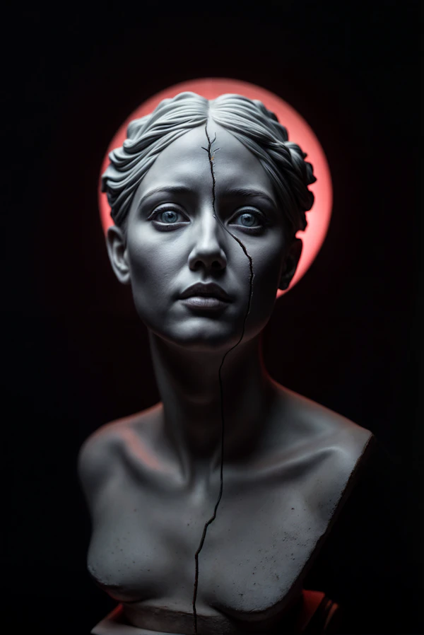 Serene Woman Bust with Halo