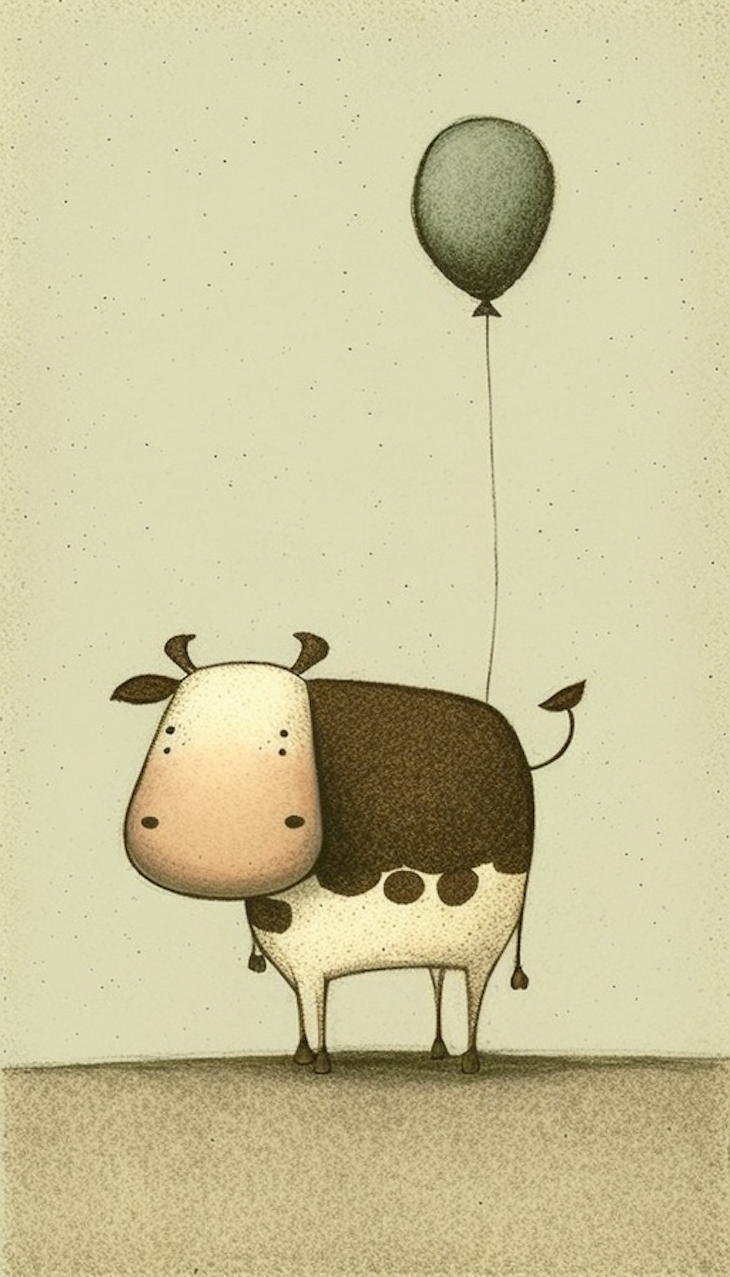 Adorable Cow with Balloon Illustration