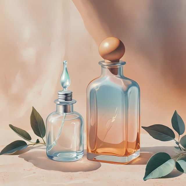 Elegant Glass Bottles with Leaves