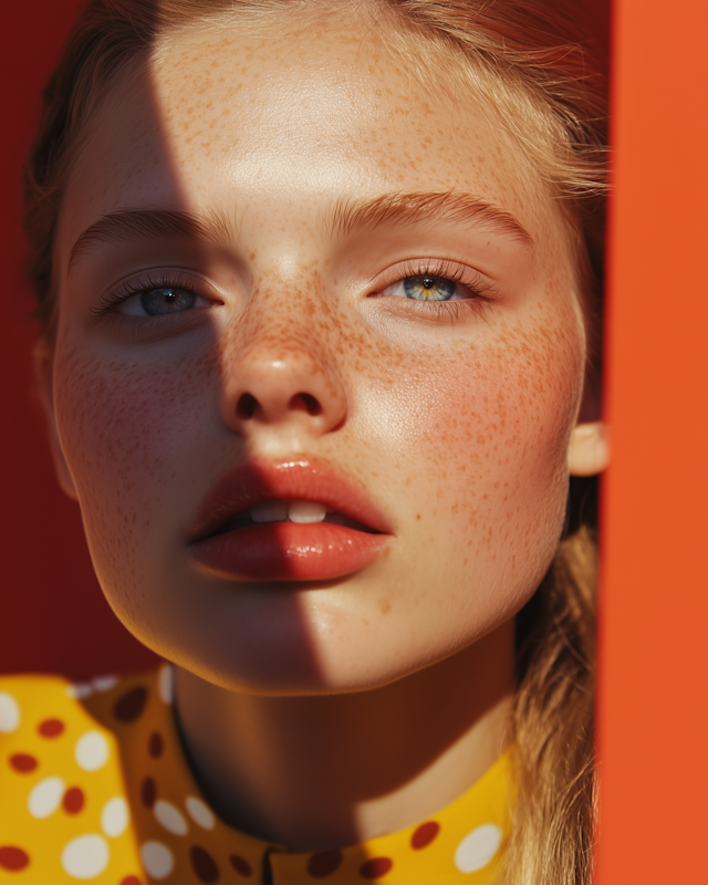 Freckled Woman in Warm Lighting