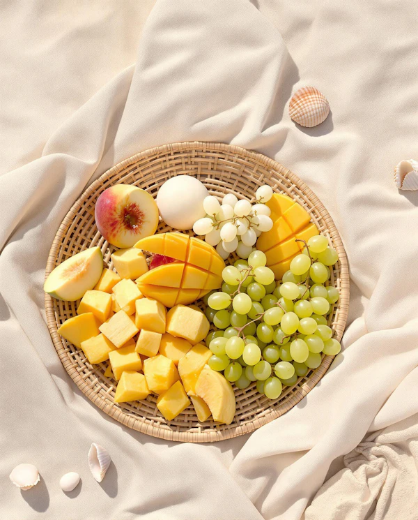 Fruit Basket and Seashells