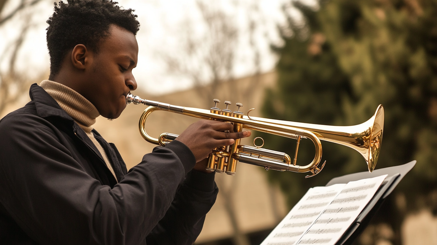 Trumpet Player in Focus