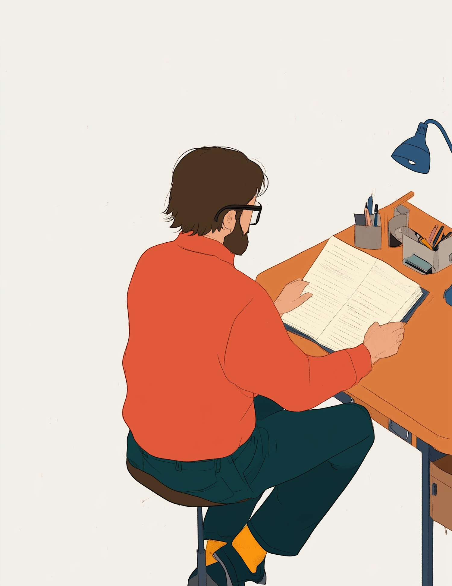 Man at Desk Illustration