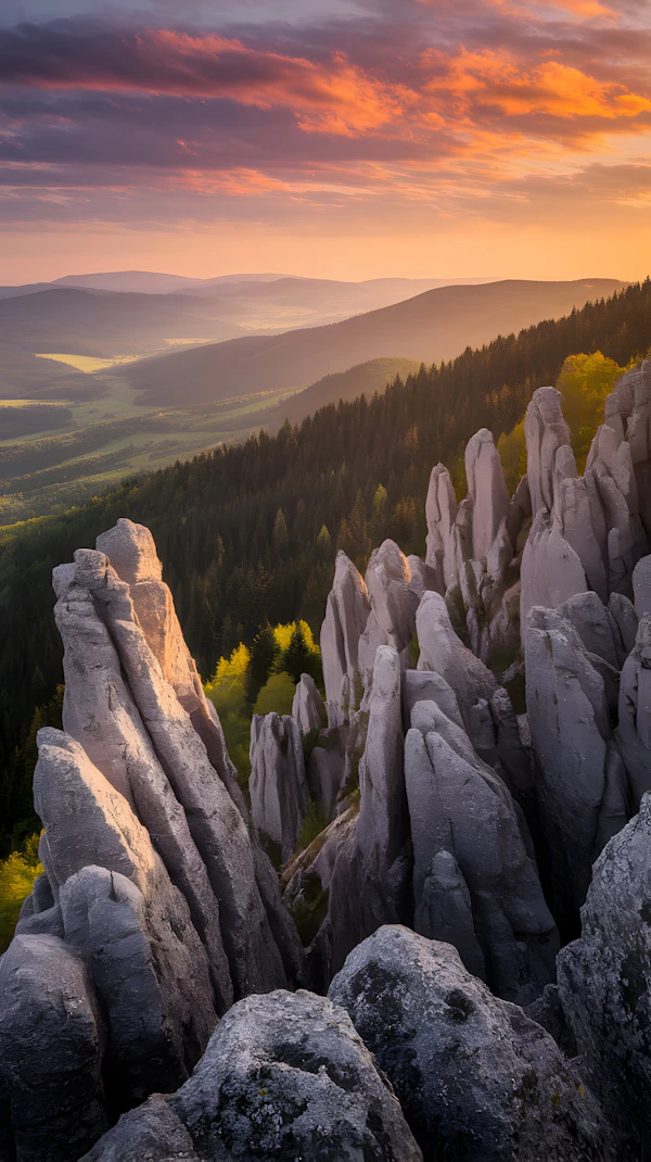 Sunlit Rock Formations