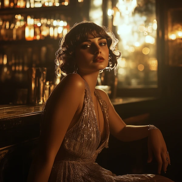 Glamorous Woman at Bar