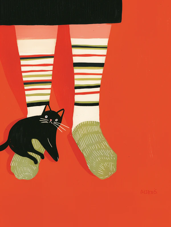 Striped Socks & Cat