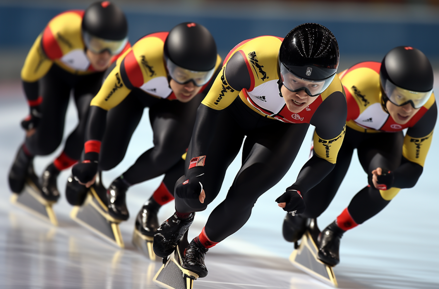 Velocity Vanguard: Triad of Speed Skaters in Dynamic Race