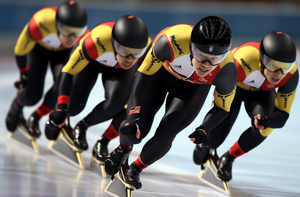 Velocity Vanguard: Triad of Speed Skaters in Dynamic Race