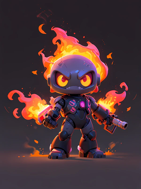 Futuristic Flaming Robot