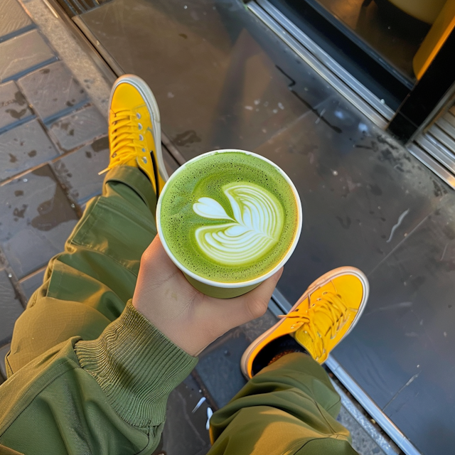 Relaxed Urban Break with Matcha Latte