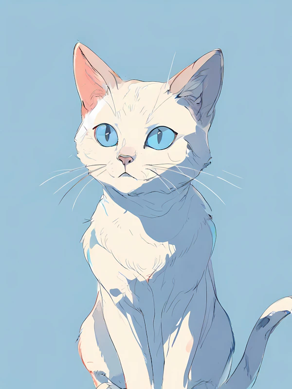 Stylized White Cat Art