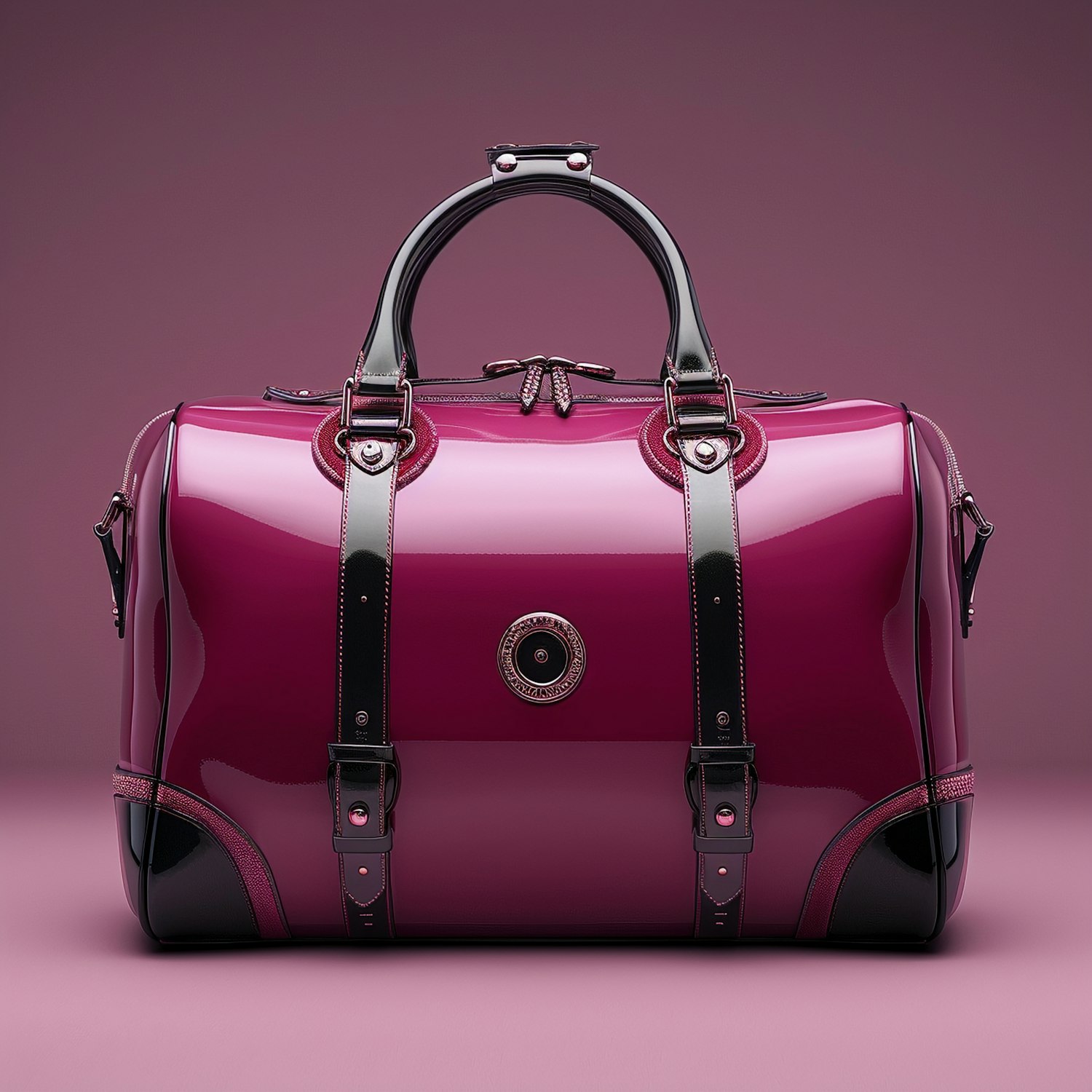 Luxurious Duffel Bag on Pink Background