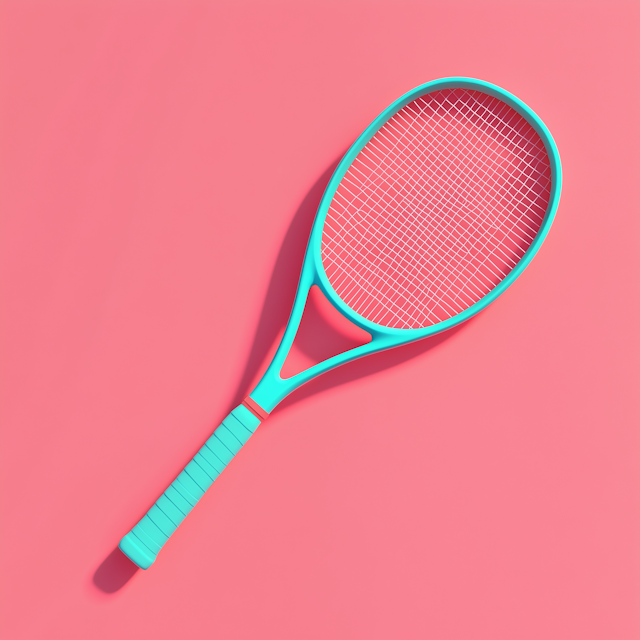 Teal Tennis Racket on Pink Background