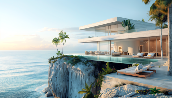 Contemporary Cliffside House with Infinity Pool Overlooking the Sea