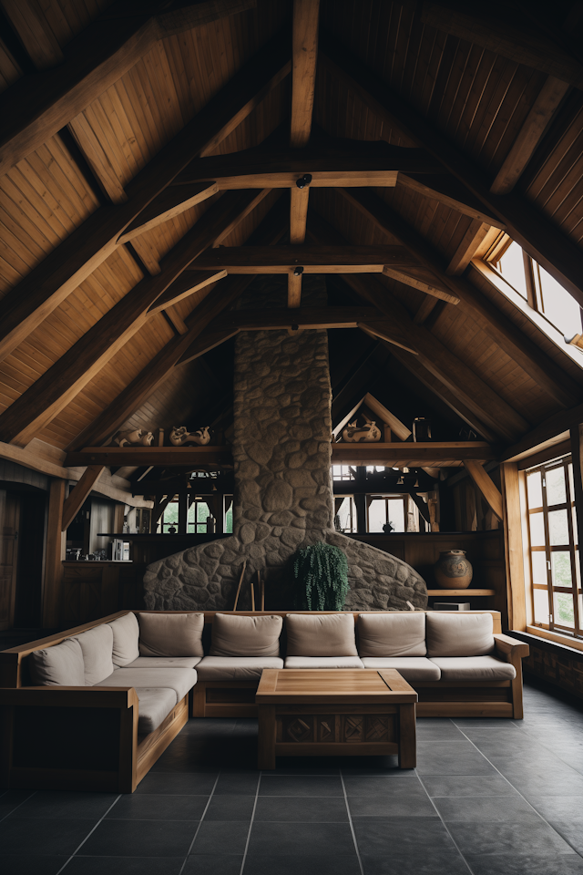 Rustic Retreat A-Frame Living Room