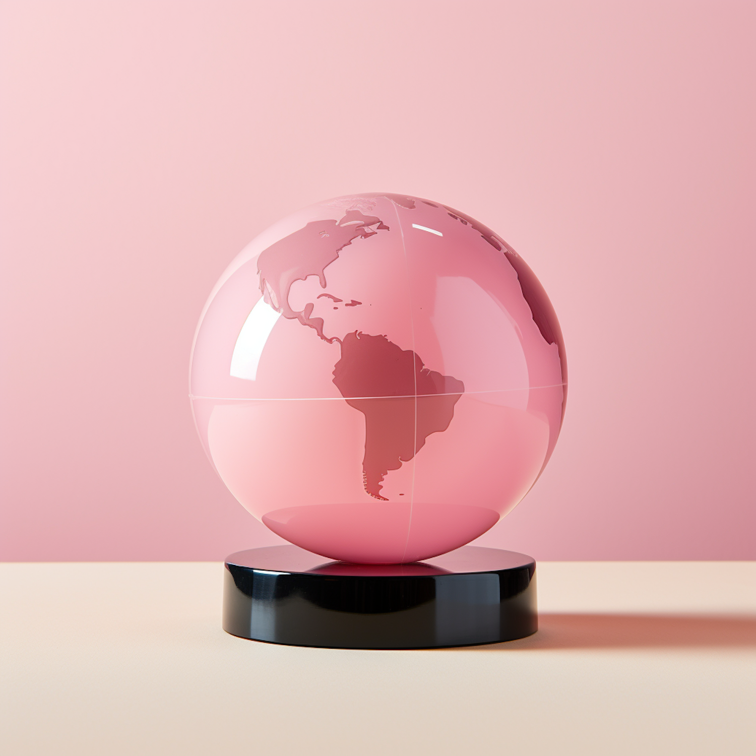 Minimalist Pink Silhouette Globe on Black Stand