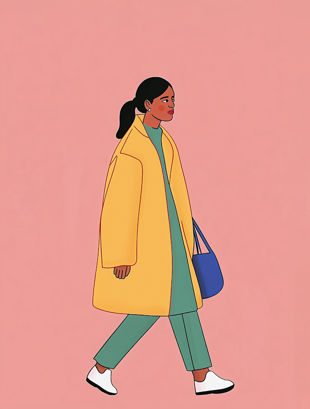 Stylized Illustration of Woman Walking