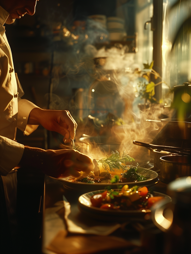 Chef Preparing a Dish