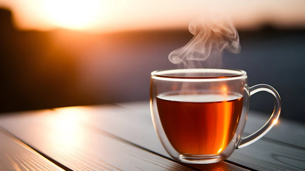 Steaming Tea at Sunset