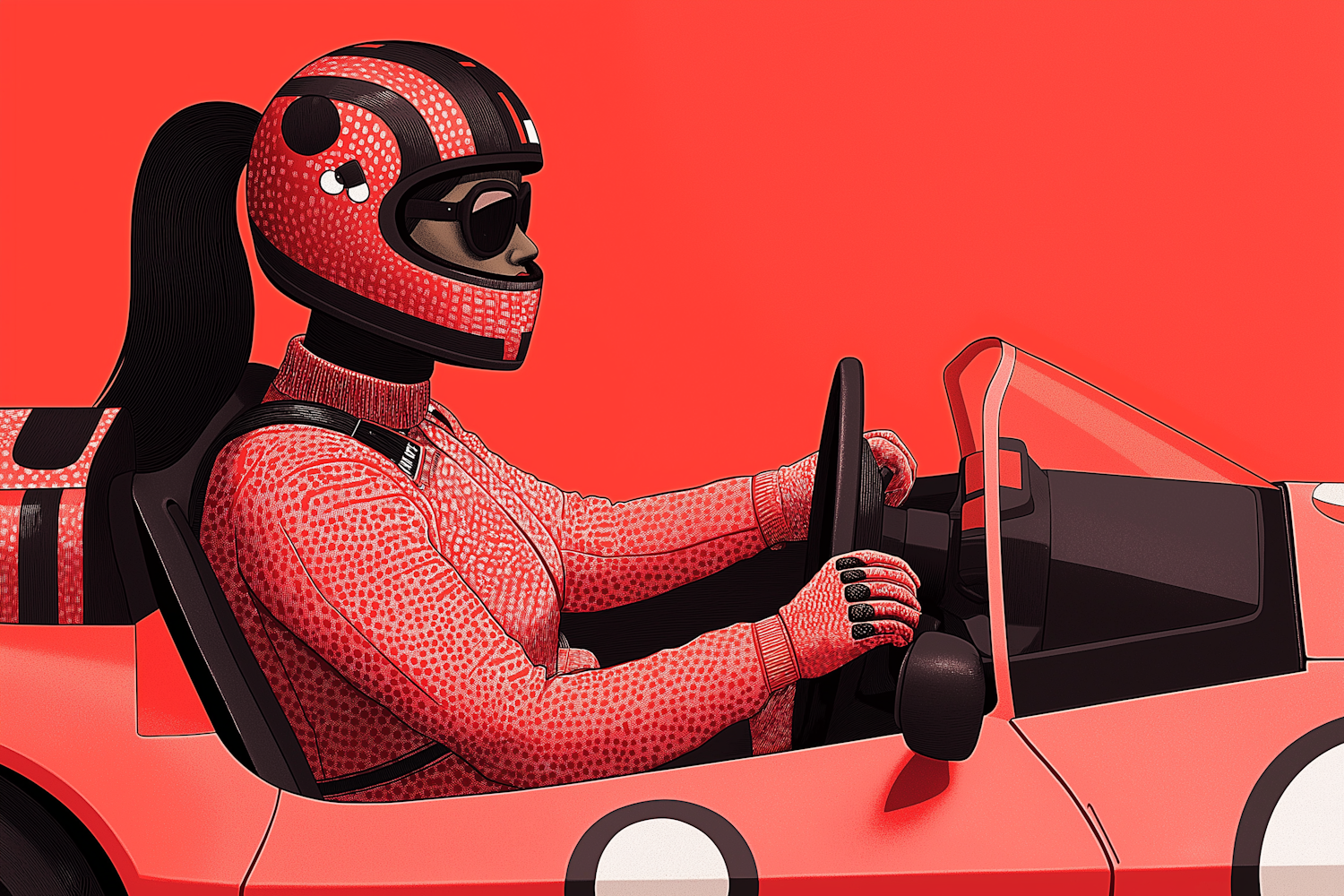 Stylized Sports Car Driver Illustration