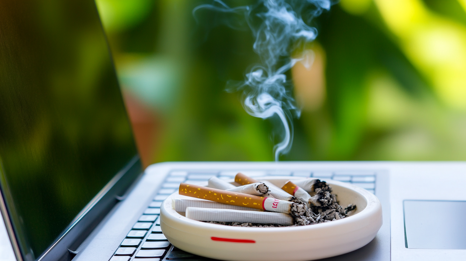 Laptop with Ashtray