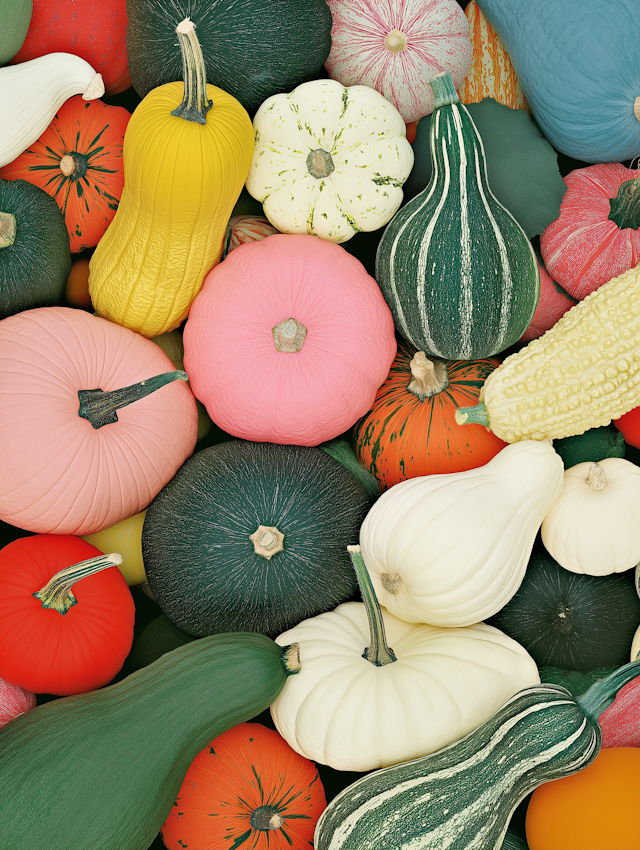 Vibrant Assortment of Gourds and Squashes