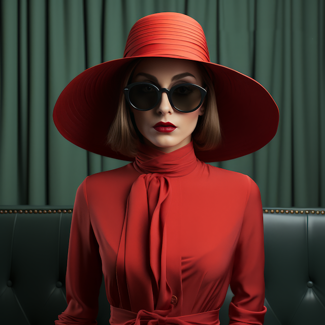 Lady in Red with Vintage Style