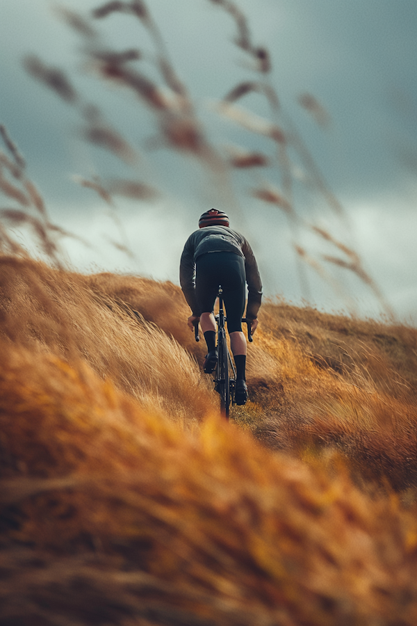 Cyclist in Golden Field