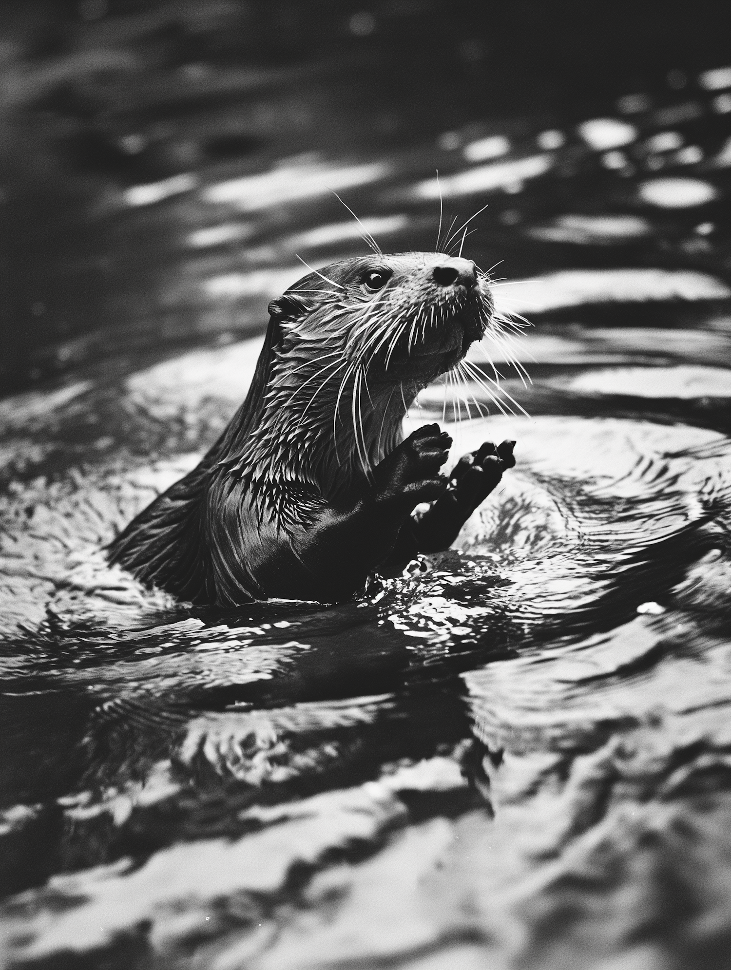 Upright Otter in Water